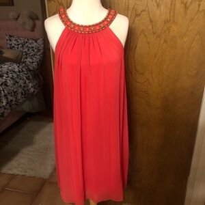 Jessica Howard 14P beautiful coral jeweled neckline .